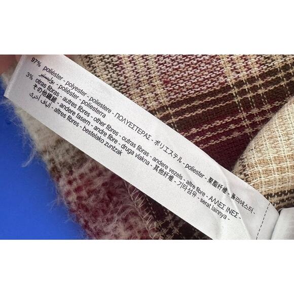 ZARA Womens Size Small Button Front Plaid Oversized Fuzzy Shacket Jacket - Picture 6 of 11